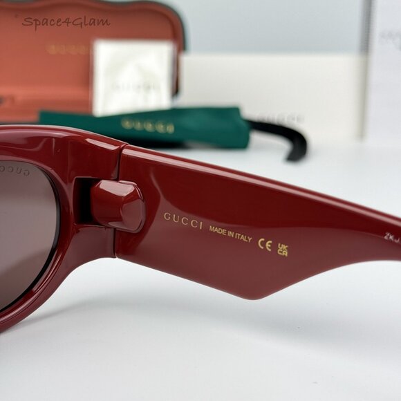 Gucci Women Sunglasses Burgundy Brown Oval GG1544S 002 BRAND NEW main image 4